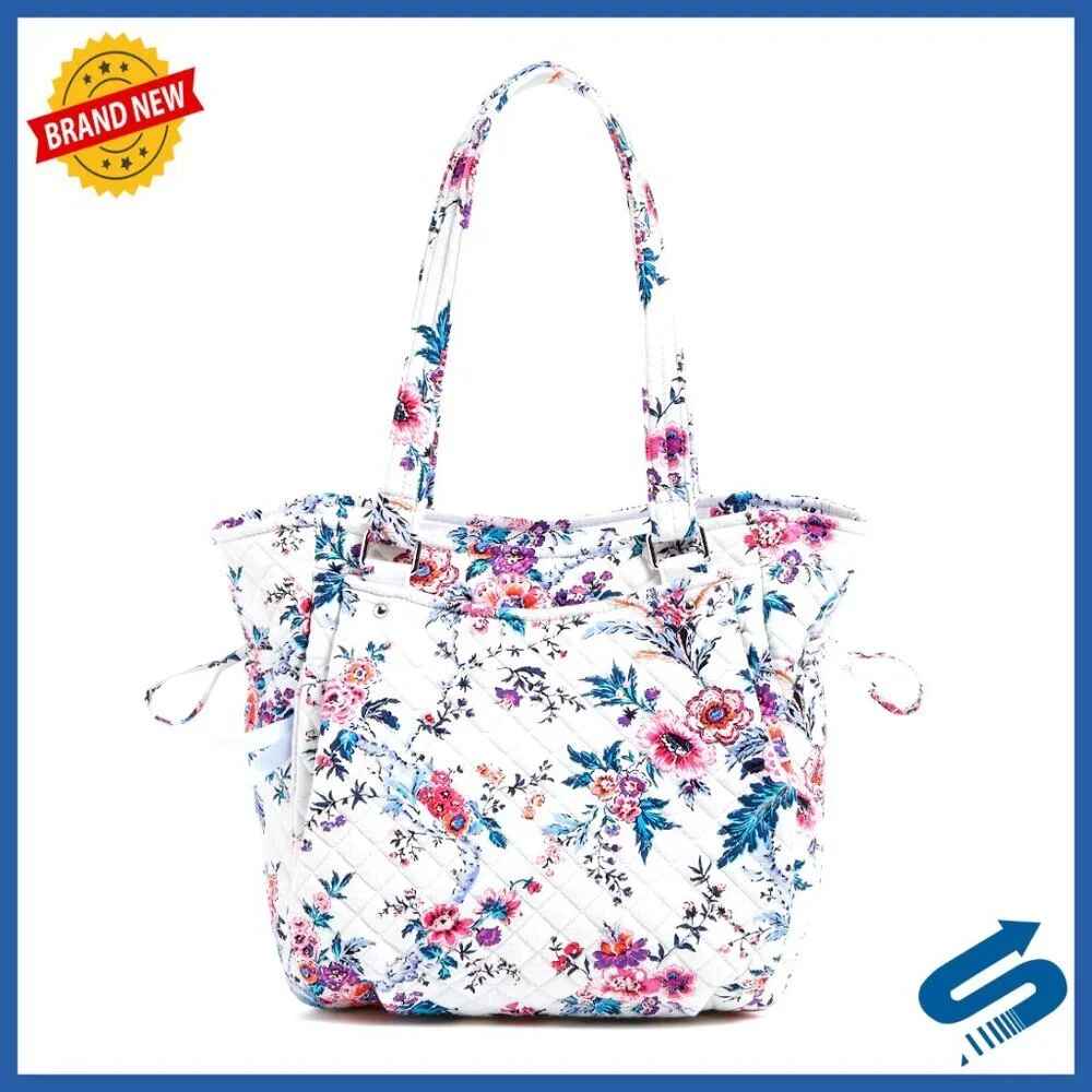 Cotton Satchel Purse with Adjustable Drawstring and Multiple Pockets